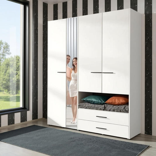Limone White 4 Door Wardrobe