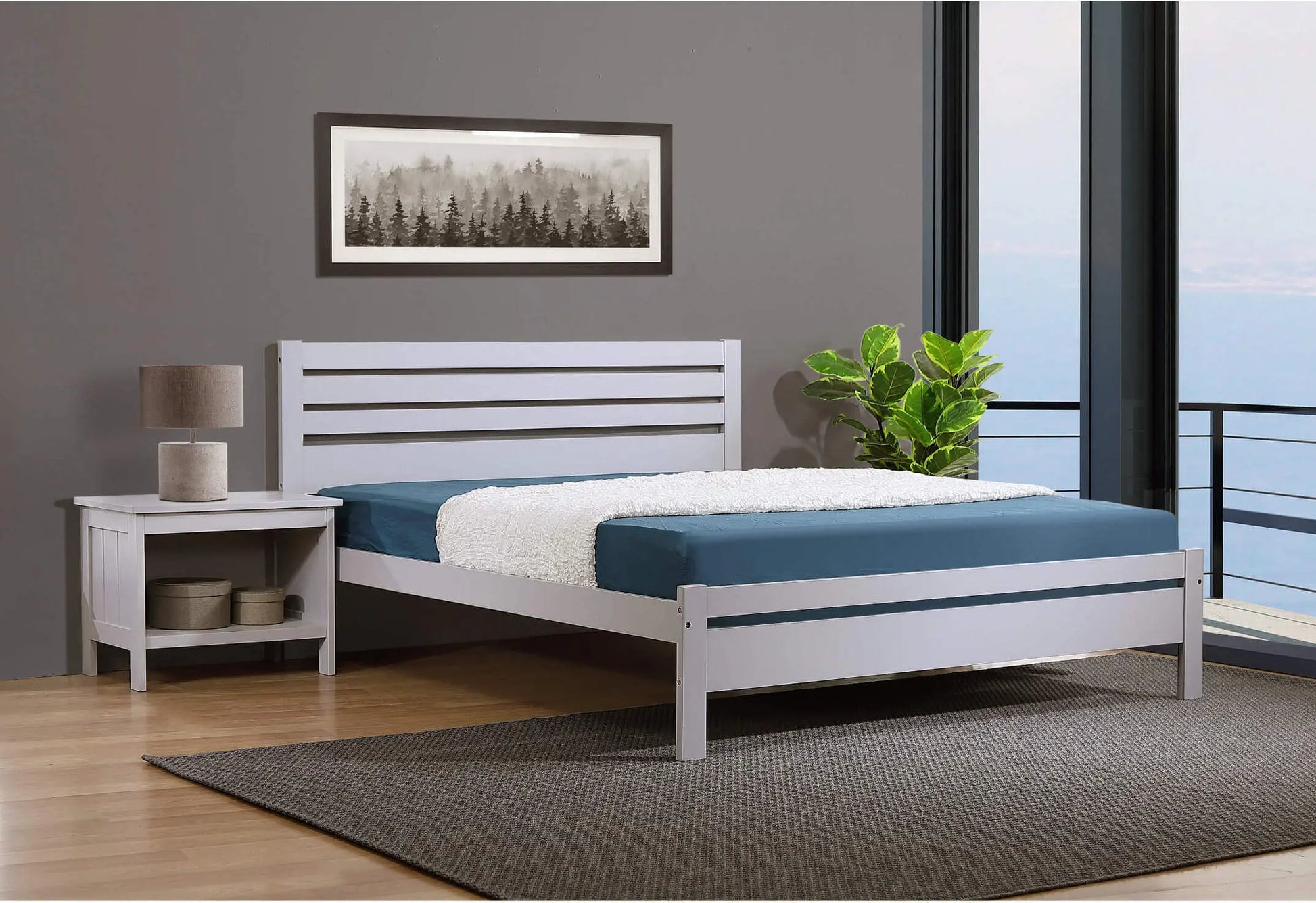 Astley Double Bed Solid Hardwood Grey-JE Retailonline
