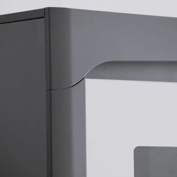 Athens Grey And White Gloss Low Wide Display Cabinet with LED Lights AMOS