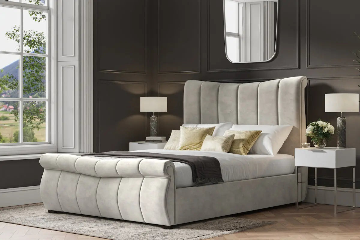 Emporia Bosworth Velvet Ottoman Bed-JE Retailonline