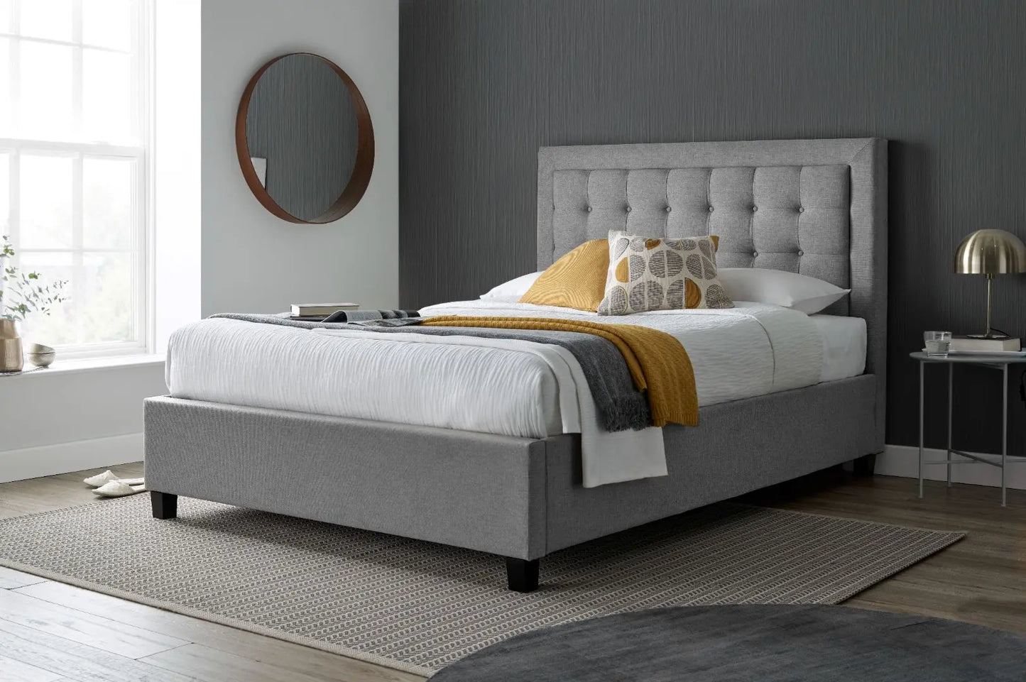 Brandon Grey Fabric Ottoman Bed-JE Retailonline