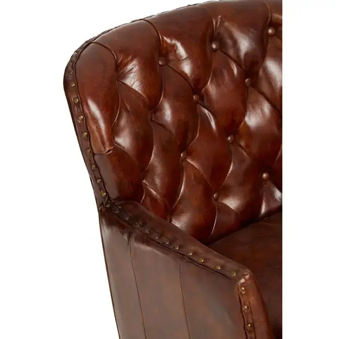 Saddle Brown Brown Victor Mocha Button Back Armchair