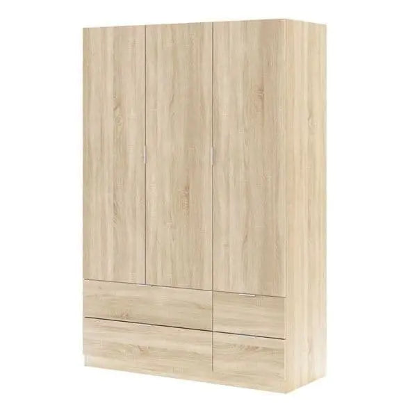 Cairo Oak Effect Compact 3 Door 4 Drawer Space Wardrobe AMOS