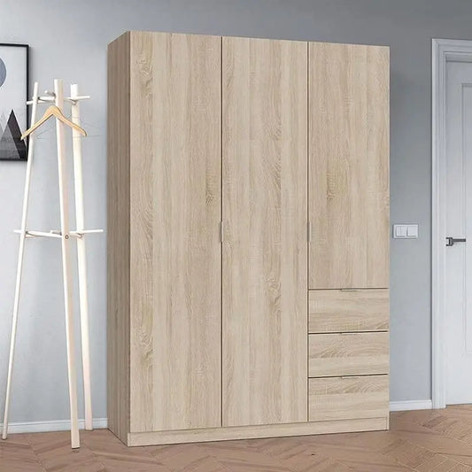 Cairo Oak Wardrobe with Effect Compact 3 Door 3 Drawer