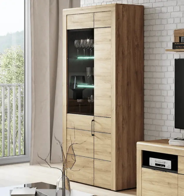 Camar Large Oak Effect 2 Door Display Cabinet K12 AMOS