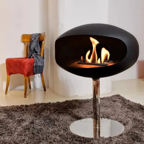 Cocoon Pedestal Fireplace Matte Black with Steel Pedestal-JE Retailonline