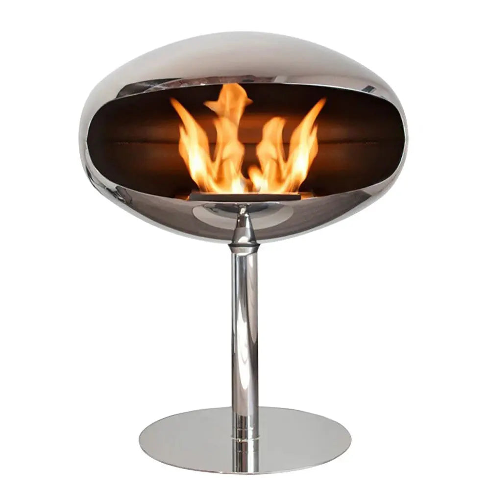 Cocoon Pedestal Fireplace in Polished Steel-JE Retailonline