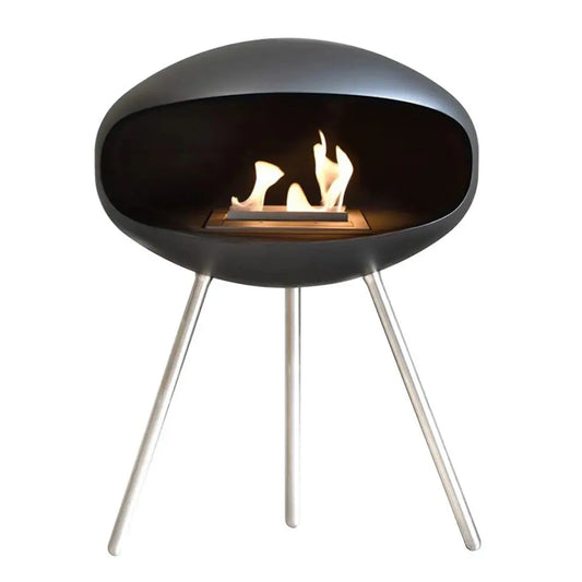 Cocoon Terra fireplace in Matte Black with Steel Legs-JE Retailonline