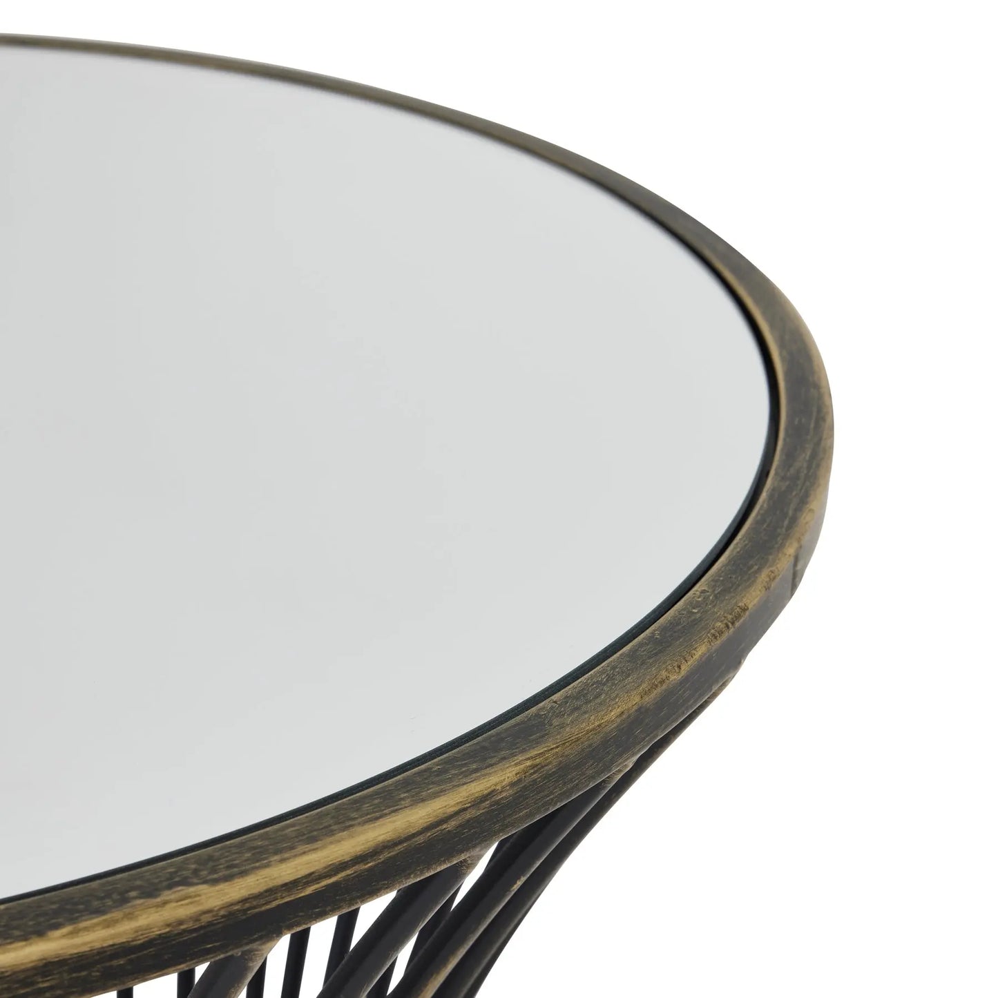 Light Gray Concaved Mirrored Side Table