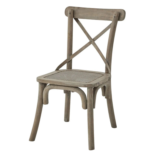 Dim Gray Cross Back Chair With Rush Seat