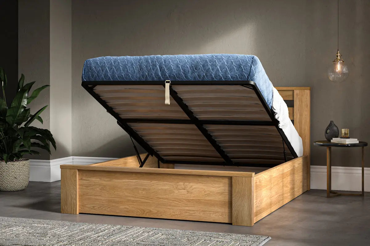 Emporia Charnwood Oak Double Double Ottoman Bed-JE Retailonline