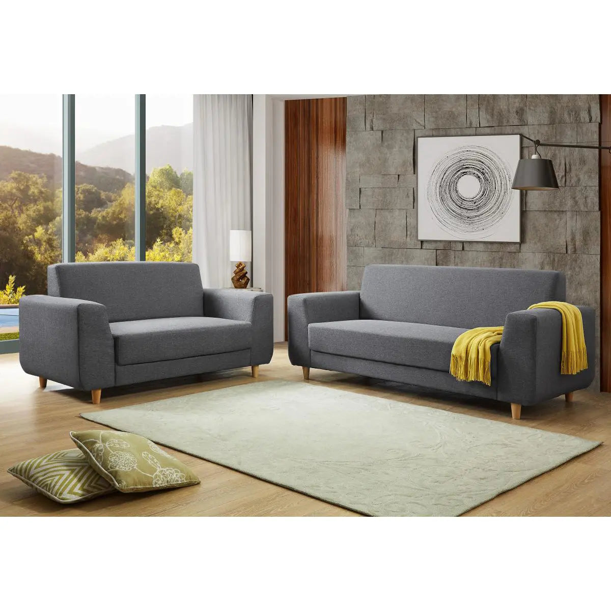 Fida Fabric 2 Seater Sofa Dark Grey HEARTLAND FURNITURE