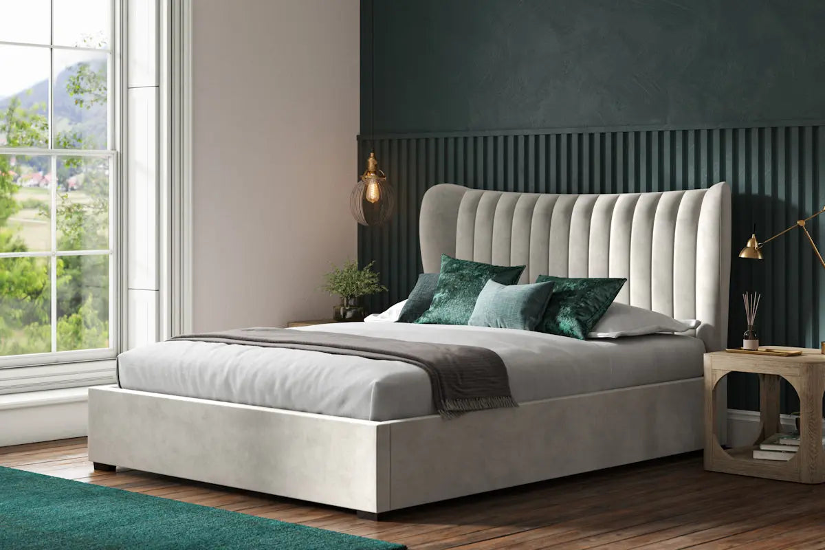Emporia Harcourt Lt Grey Velvet Ottoman Bed-JE Retailonline