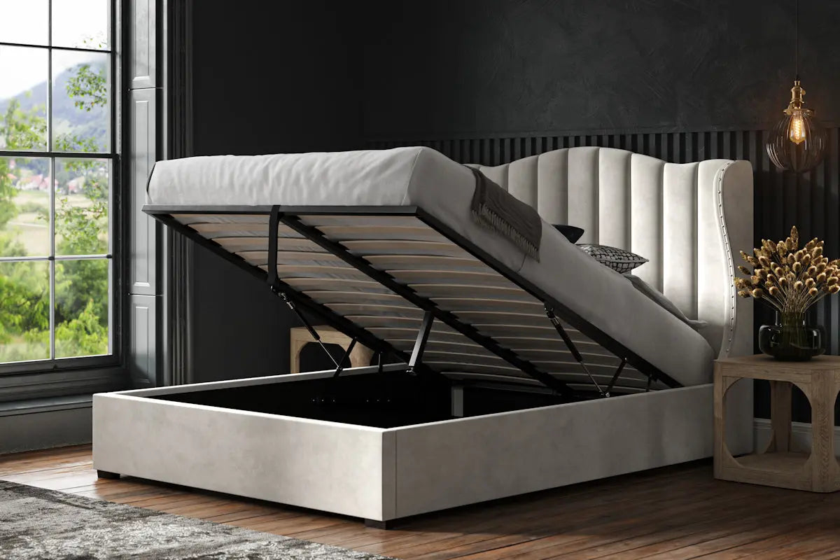 Velvet Ottoman Bed | Velvet Kingsize Bed | J&E Retailonline
