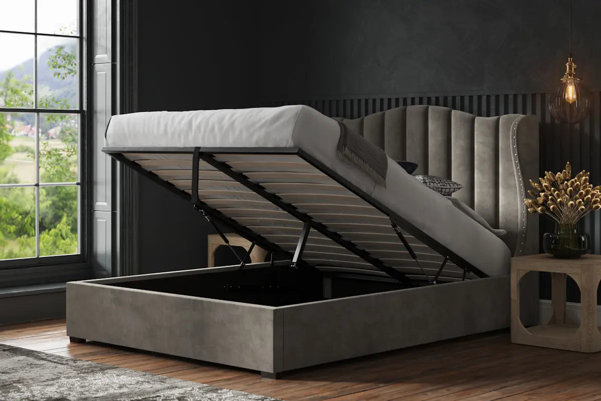 Velvet Ottoman Bed | Velvet Kingsize Bed | J&E Retailonline