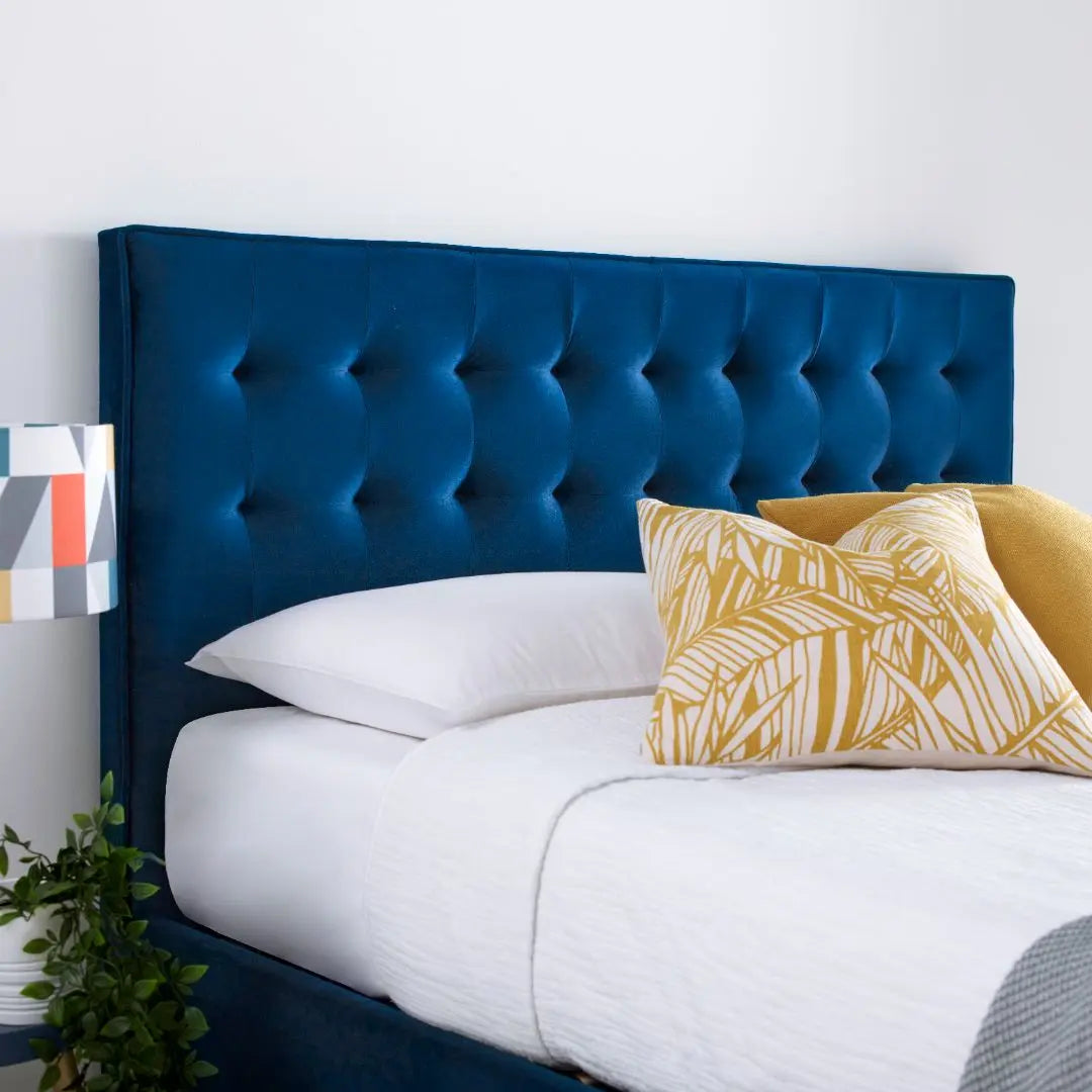 Kingham Blue Velvet Ottoman Bed-JE Retailonline