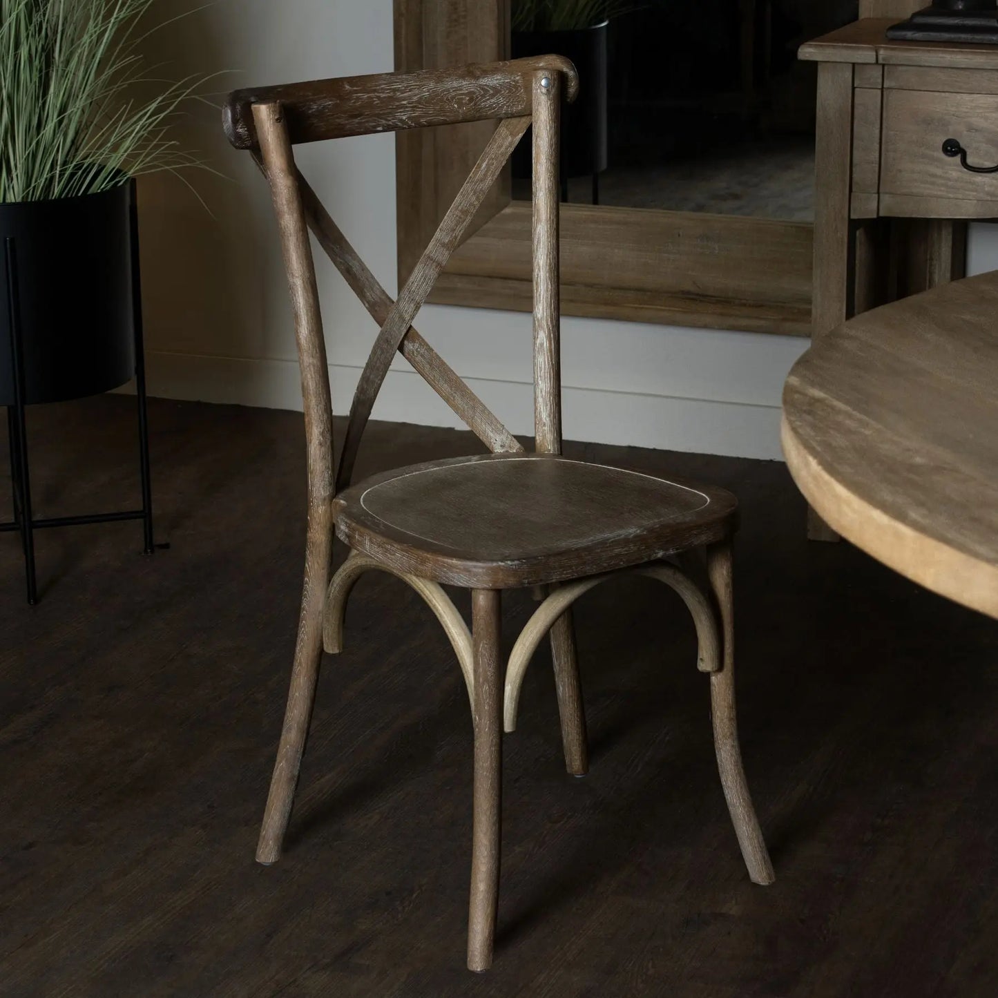 Black Light Oak Cross Back Dining Chair