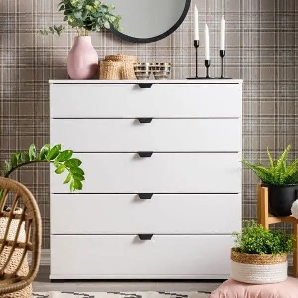 Limone Arctic White Wide 6 Drawer Chest - 3405 Limone Arctic White Wide 6 Drawer Chest - 3405 Limone Arctic White Wide 6 Drawer Chest AMOS