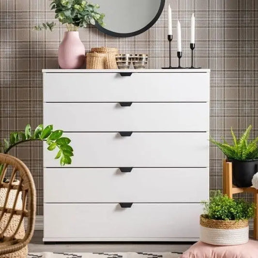 Limone Arctic White Wide 6 Drawer Chest - 3405 Limone Arctic White Wide 6 Drawer Chest - 3405 Limone Arctic White Wide 6 Drawer Chest AMOS