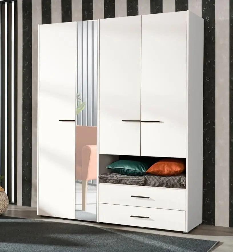 Limone White 4 Door Wardrobe AMOS
