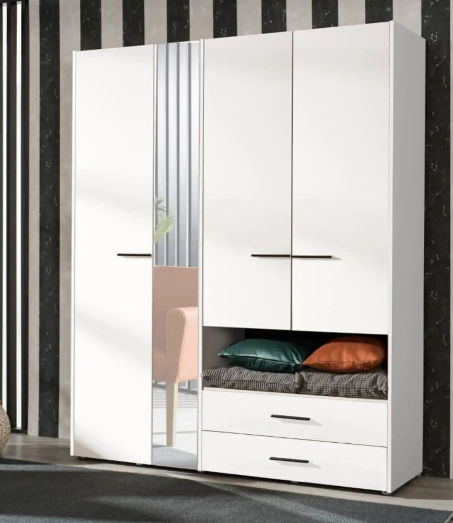 Limone White 4 Door Wardrobe AMOS
