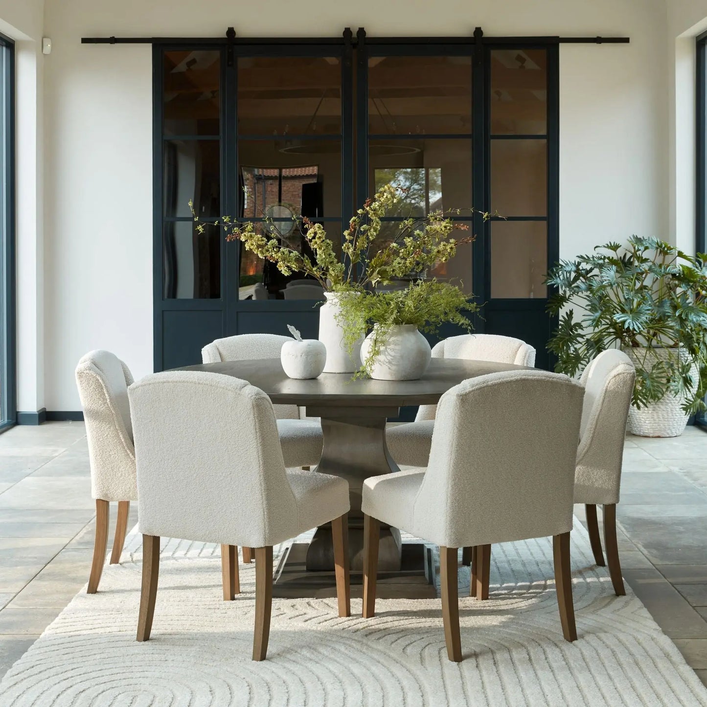 Gray Lucia Collection Round Dining Table