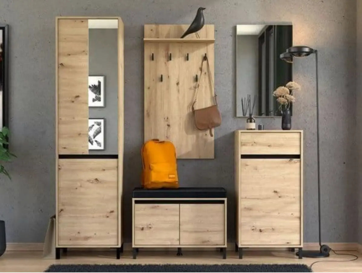 Rosmara Artisan Oak Effect Slim Narrow Shallow Depth Hallway Wardrobe AMOS