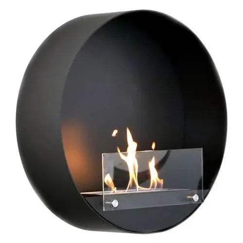 Round Wall Mounted Biofireplace Delaware in Black-JE Retailonline