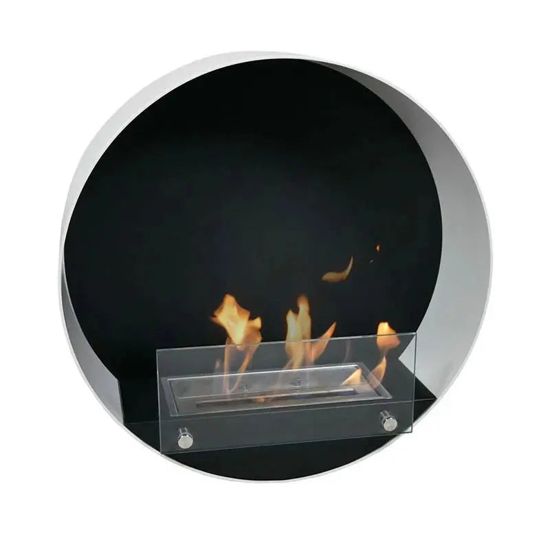 Gray Round Wall Mounted Biofireplace Delaware in Black