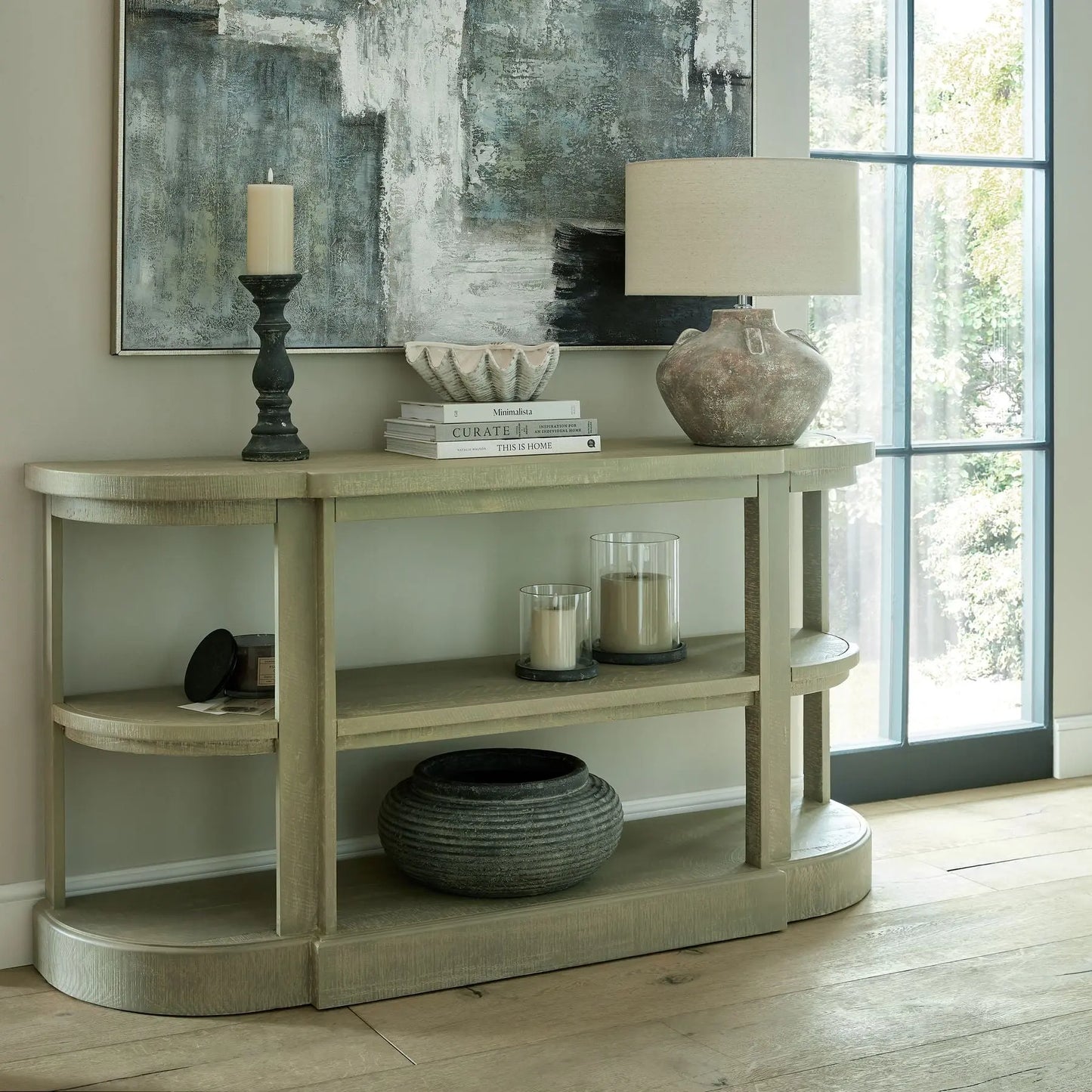 Slate Gray Saltaire Collection 2 Shelf Console Table