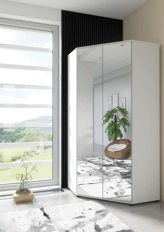 2 Door Corner Wardrobe | White Corner Wordrobe | J&E Retailonline