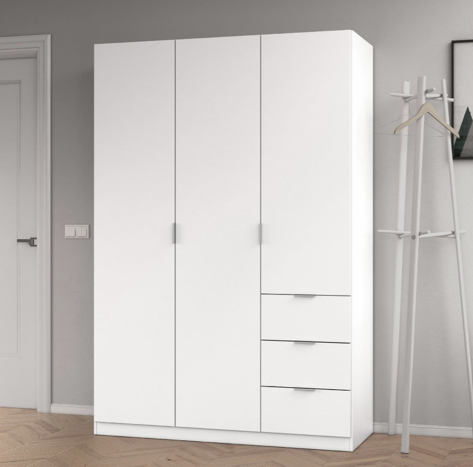 White Drawer Wardrobe | 3 Drawer Wardrobe | J&E Retailonline