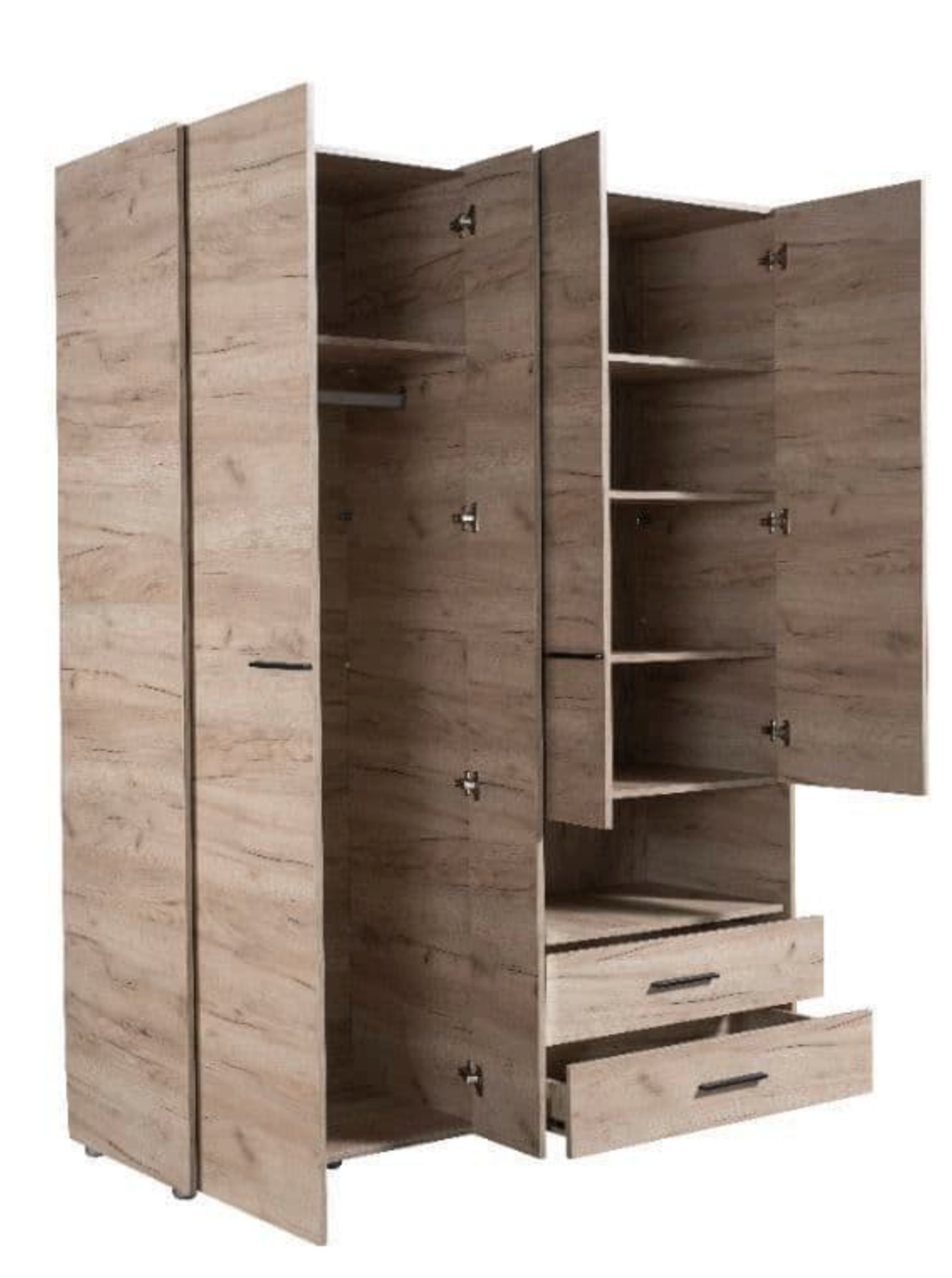 Grey Oak Wardrobe | Grey 4 Drawer Wardrobe | J&E Retailonline