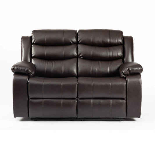Turin Recliner Leather Aire 2 Seater Brown HEARTLAND FURNITURE