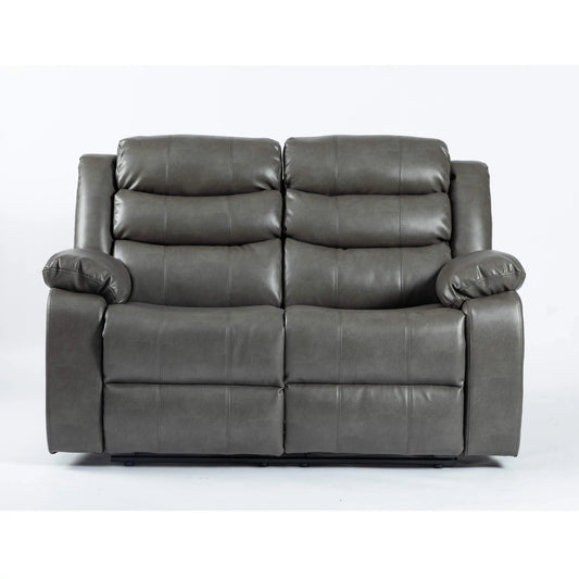 Turin Recliner Leather Aire 2 Seater Grey HEARTLAND FURNITURE