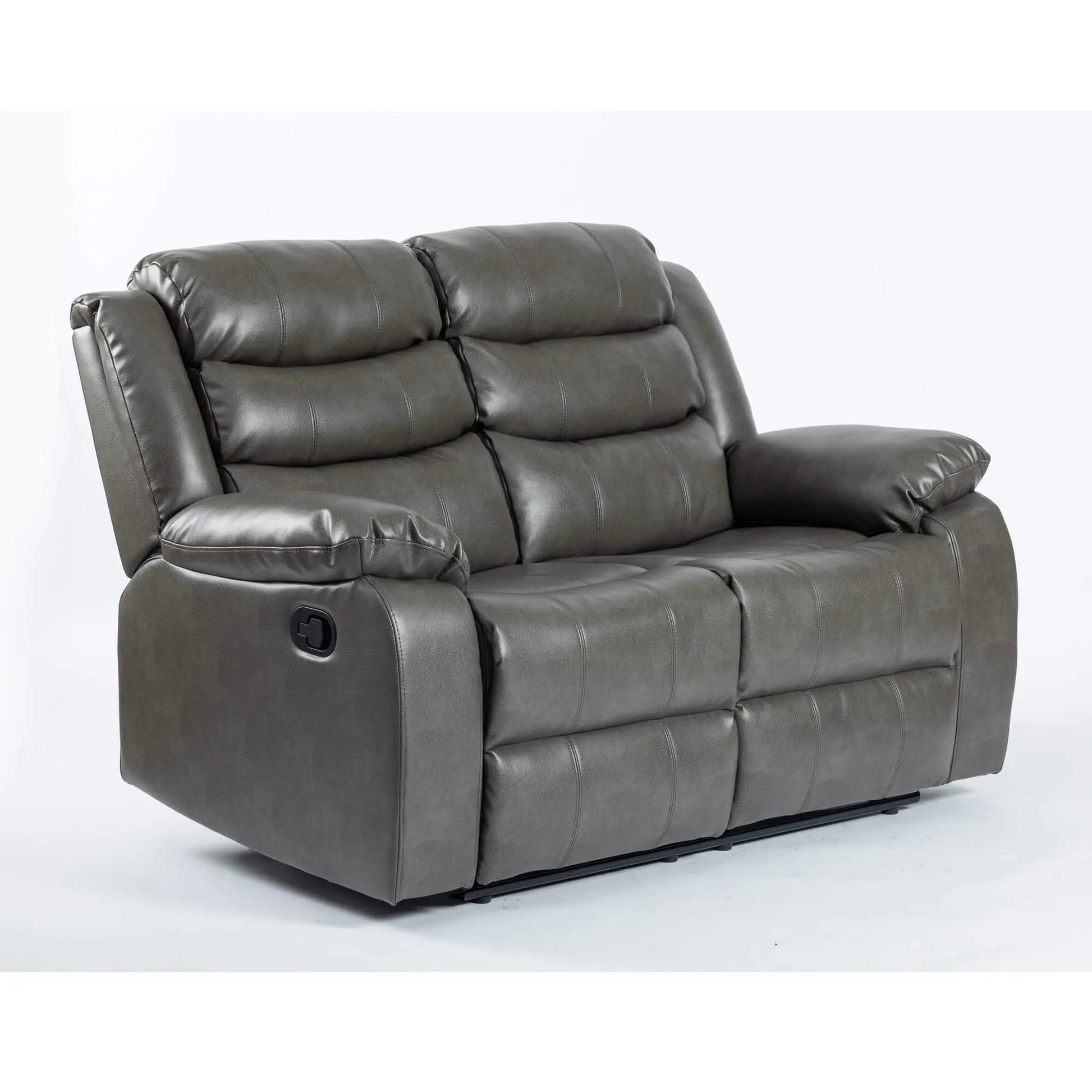 Turin Recliner Leather Aire 2 Seater Grey HEARTLAND FURNITURE