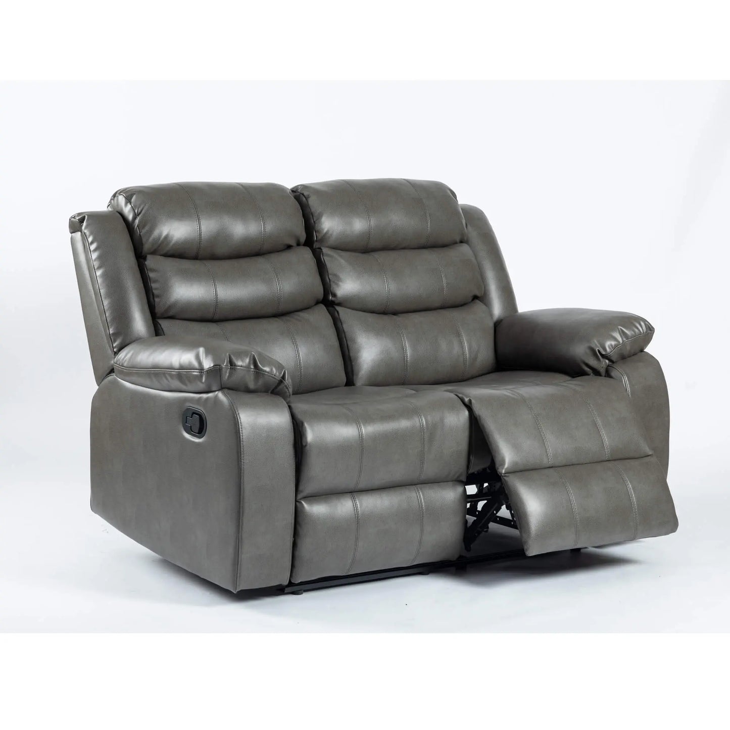 Turin Recliner Leather Aire 2 Seater Grey HEARTLAND FURNITURE