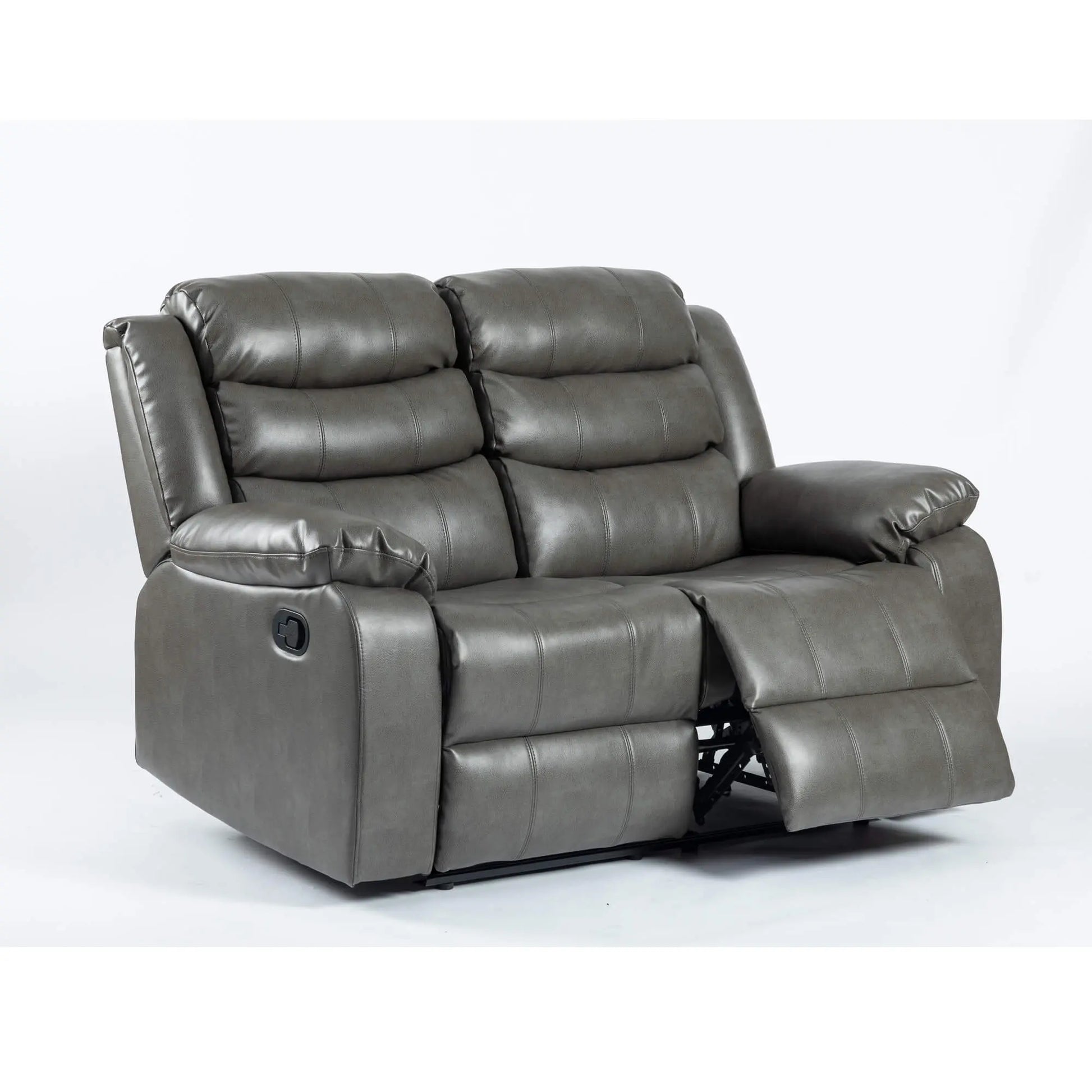 Turin Recliner Leather Aire 2 Seater Grey HEARTLAND FURNITURE