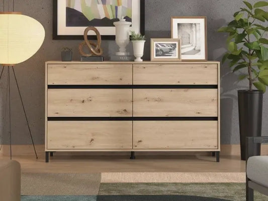 Zavaro Oak Effect Wide Chest Of Drawers AMOS