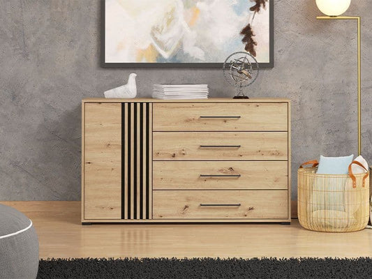 Oak Black Sideboard | 4 Drawer Sideboard | J&E Retailonline