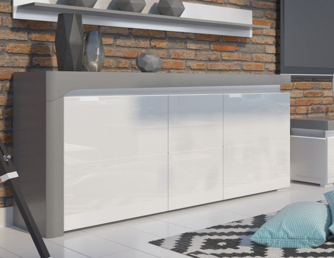 Grey and White Sideboard | 3 Door Sideboard | J&E Retailonline
