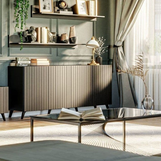 Matte Black Sideboard | Black 4 Door Sideboard | J&E Retailonline