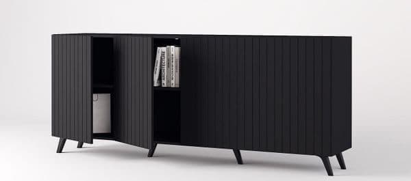 Matte Black Sideboard | Black 4 Door Sideboard | J&E Retailonline