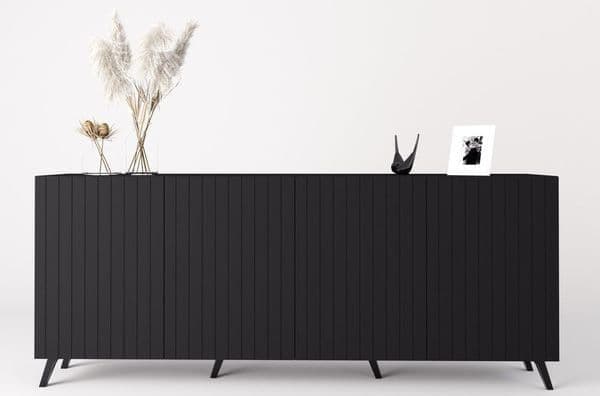 Matte Black Sideboard | Black 4 Door Sideboard | J&E Retailonline