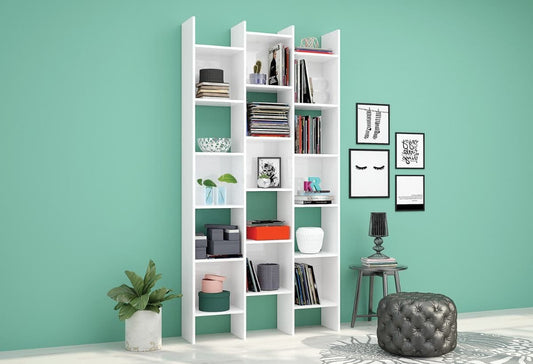 Cadiz White Gloss Triple Bookcase