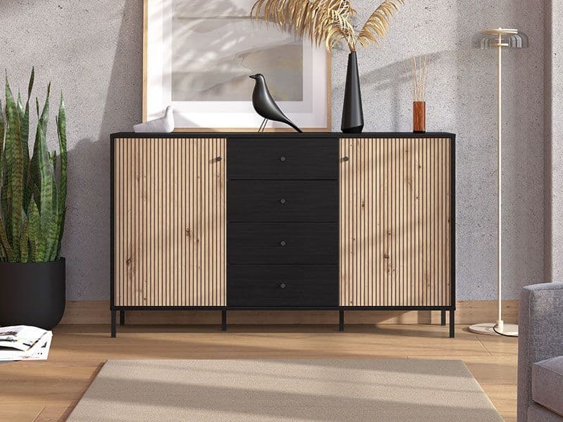 Oak Black Storage Sideboard | Oak Storage Sideboard | J&E Retailonline