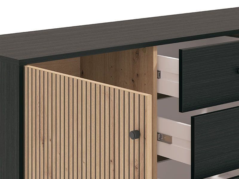 Oak Black Storage Sideboard | Oak Storage Sideboard | J&E Retailonline