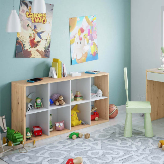 Danso Artic White and Oak Short Bookshelf Unit