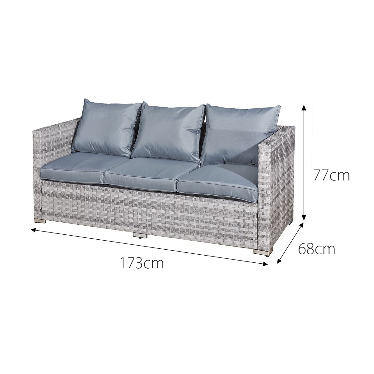 Acorn Rattan 5 Seat Lounge Sofa Set with GRC Firepit in Dove Grey-JE Retailonline