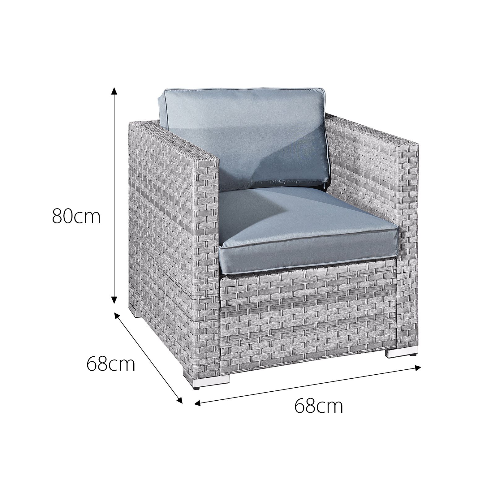 Malta XS Rattan Furniture 9 Seat U-Shape Set in Dove Grey-JE Retailonline